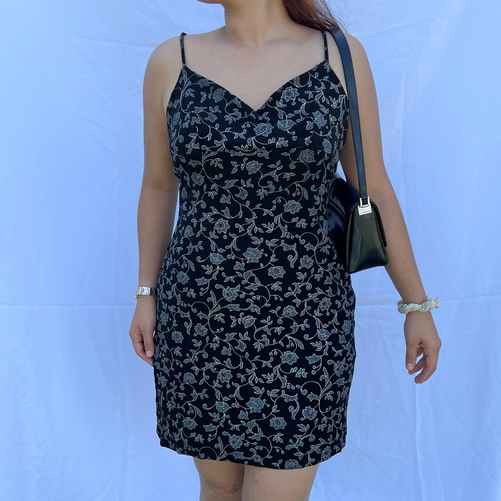 Black Floral Embroidered Dress